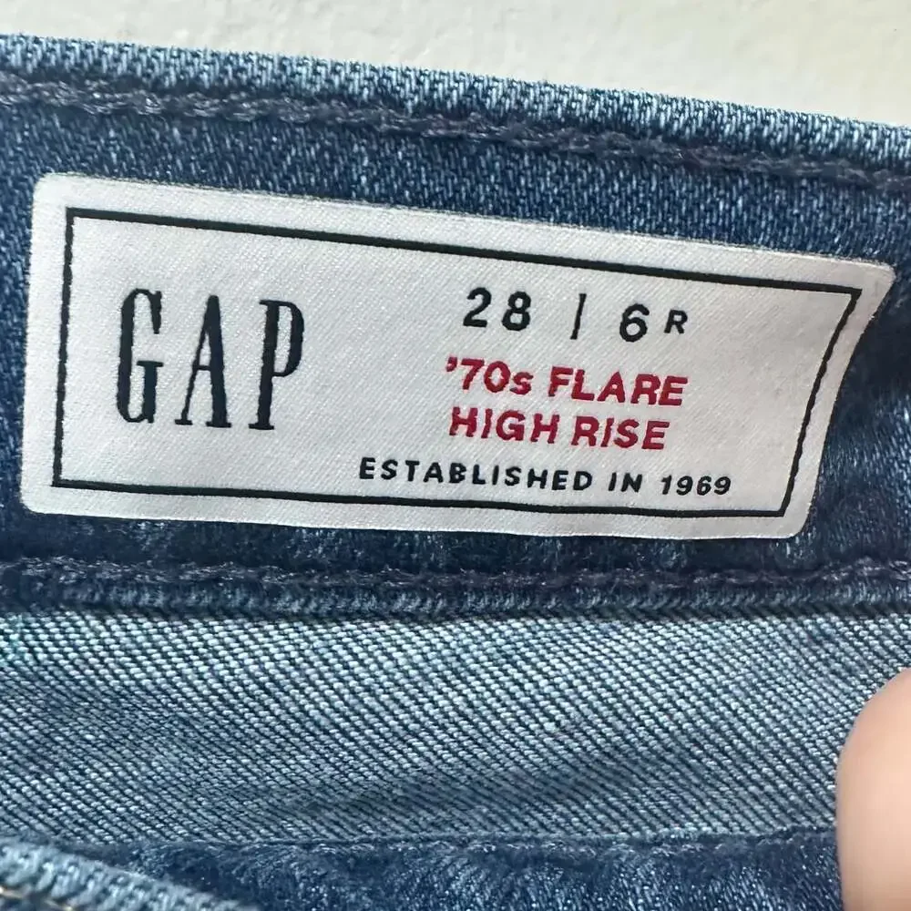 GAP High Rise '70s Flare Jeans, Sz 28/6R - Picture 8 of 10